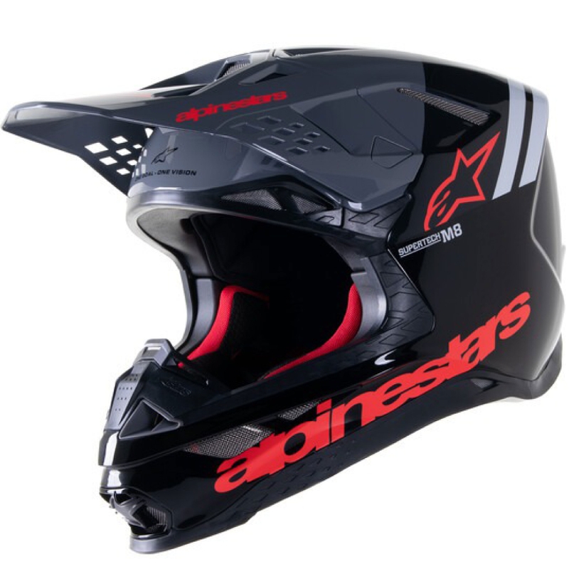 Motokrosová prilba Alpinestars Supertech S-M8 Radium 2 čierno-šedo-červená