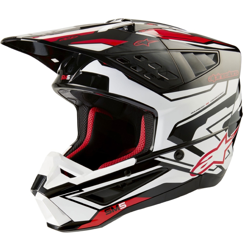 Motokrosová prilba Alpinestars S-M5 Action 2 čierno-bielo-fluo červená