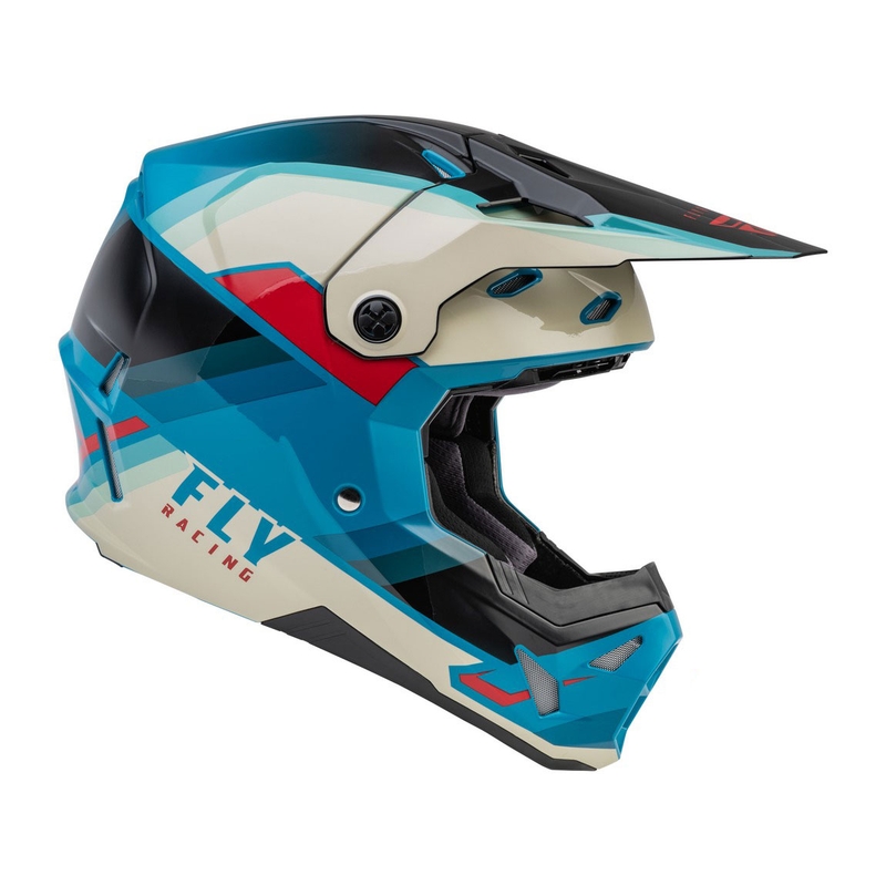 Motokrosová prilba FLY Racing Formula CP čierno-šedo-tyrkysová