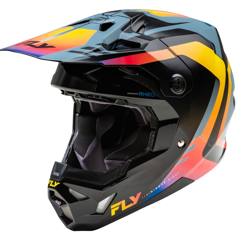 Motokrosová prilba FLY Racing Formula CP čierno-šedo-dúhová