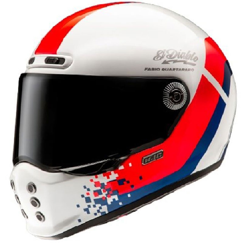 Integrálna helma na motorku HJC V10 Fabio Quartararo 20 Retro bielo-červeno-modrá