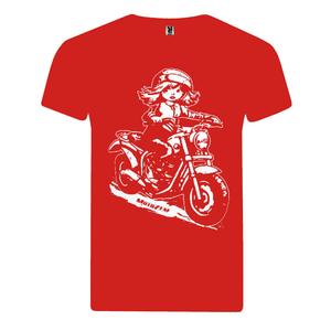 Detské dievčenské tričko MotoZem - Motorkárka červené