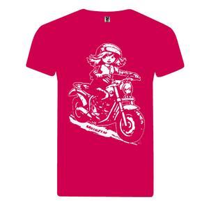 Detské dievčenské tričko MotoZem - Motorkárka ružové