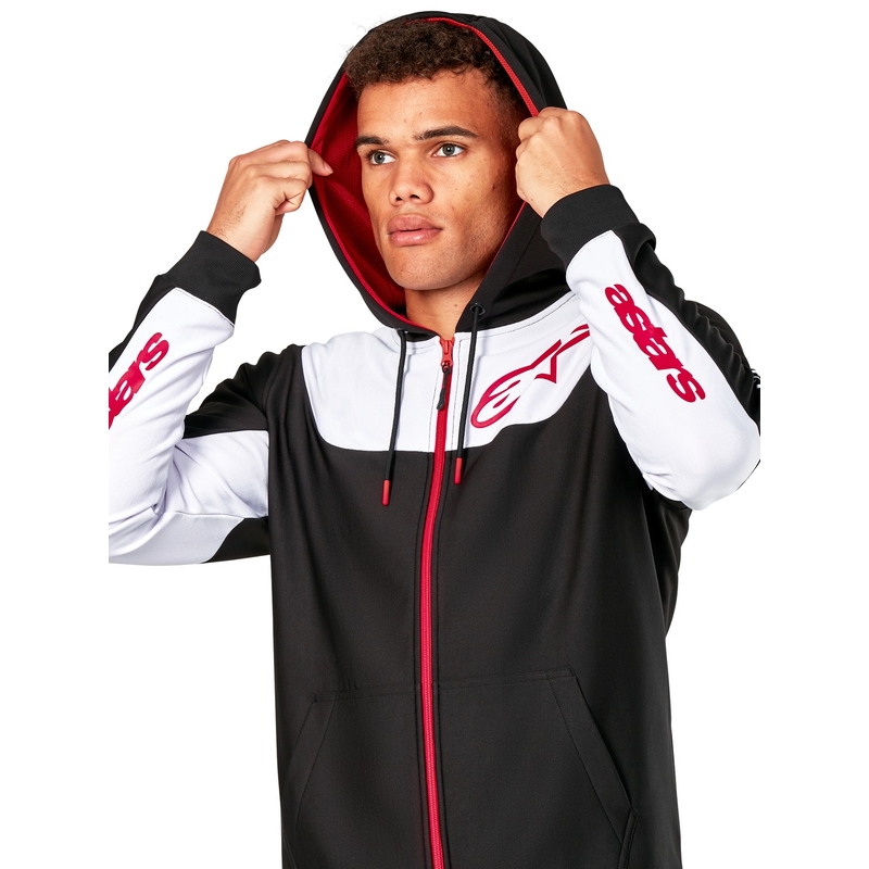 Mikina Alpinestars Sessions 3 Hoodie čierno-bielo-červená