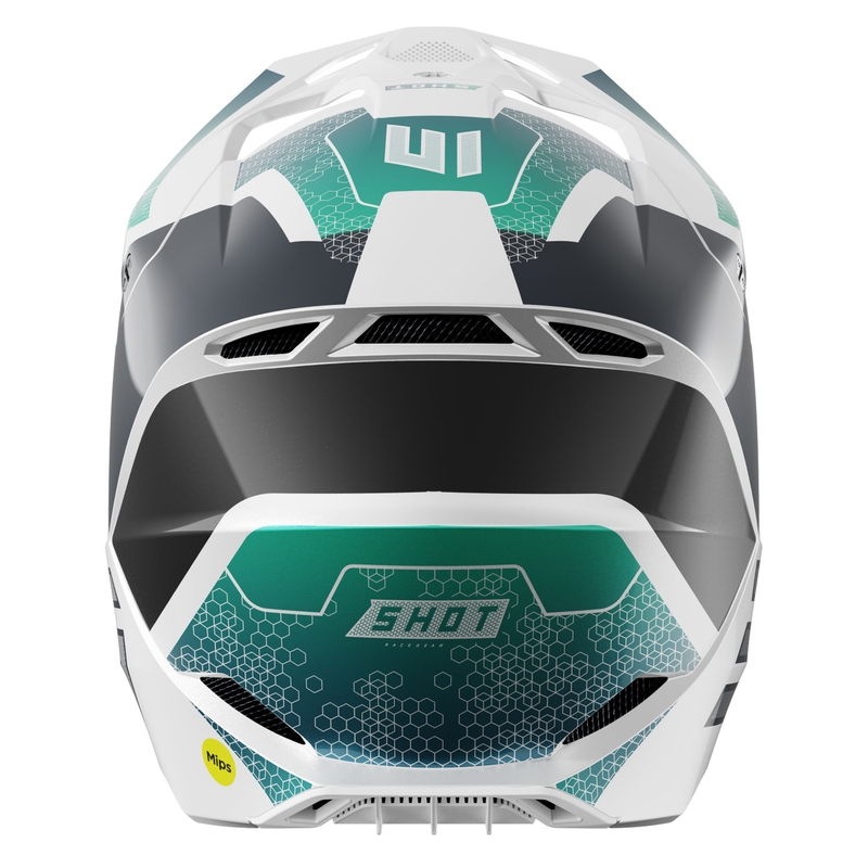 Motokrosová prilba Shot Race Phaser perleťová čierno-tyrkysovo-biela