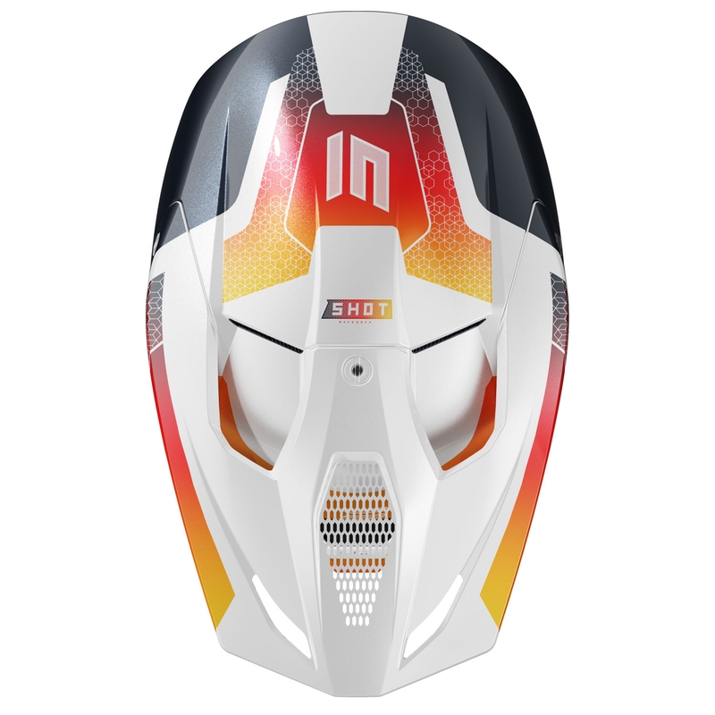 Motokrosová prilba Shot Race Phaser perleťová modro-bielo-oranžová