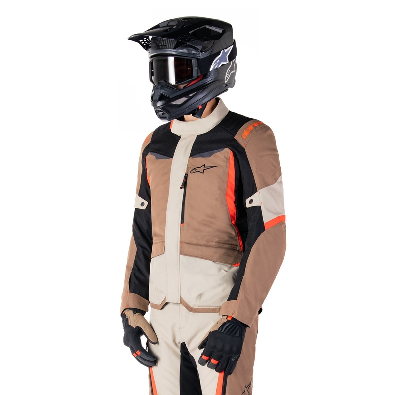 Bunda na motorku Alpinestars ST-1 Waterproof khaki-pieskovo-čierno-fluo červená