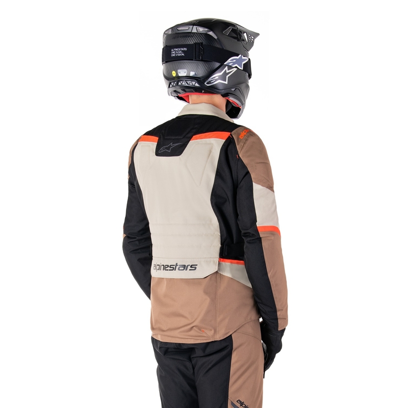 Bunda na motorku Alpinestars ST-1 Waterproof khaki-pieskovo-čierno-fluo červená
