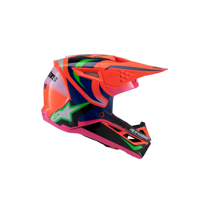Detská motokrosová prilba Alpinestars S-M3 HAIDEN DEEGAN fluorescenčno oranžovo-fialovo-ružovo-zelená