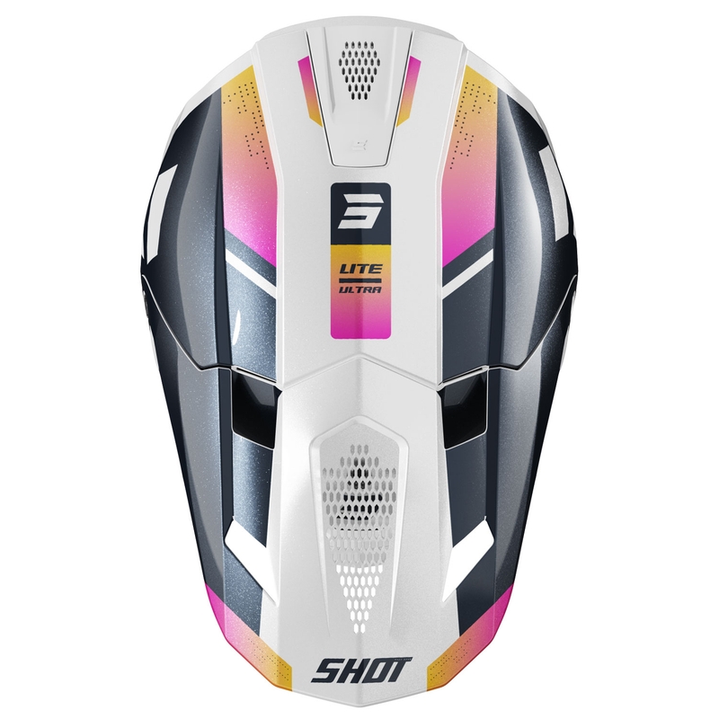 Motokrosová prilba Shot Lite Ultra perleťovo modro-oranžovo-ružová