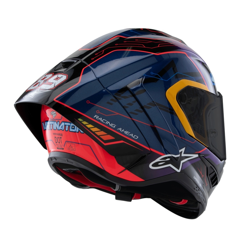 Integrálna prilba na motorku Alpinestars Supertech R-10 limitovaná edícia Martinator Jorge Martin modro-fialovo-červeno-žltá