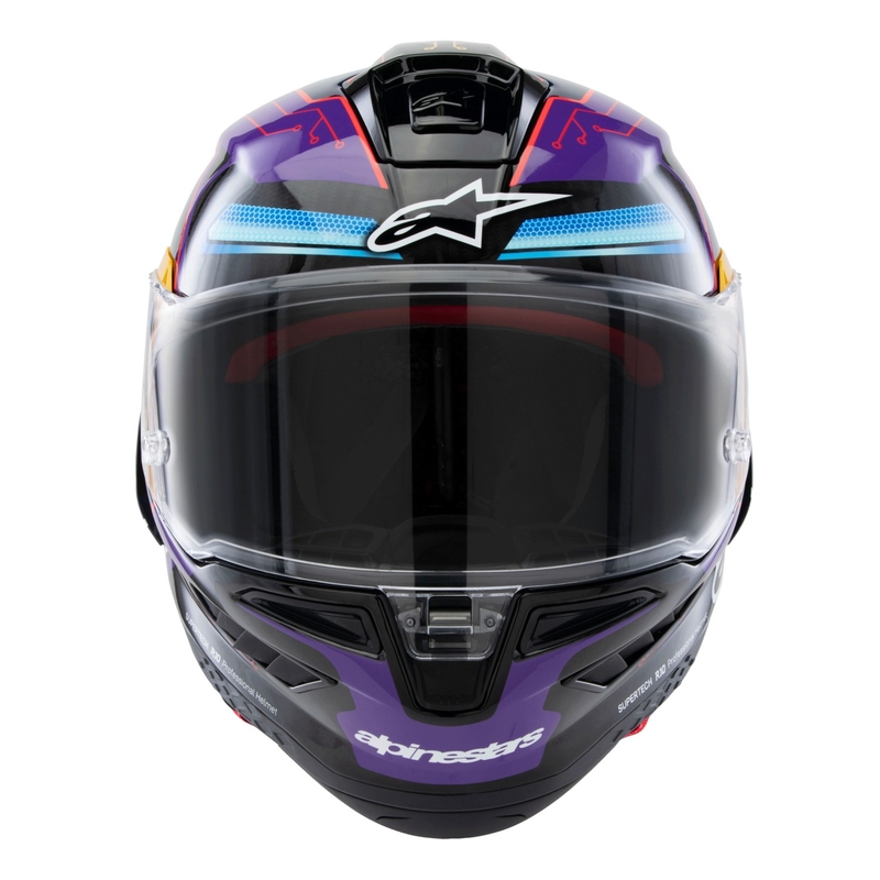 Integrálna prilba na motorku Alpinestars Supertech R-10 limitovaná edícia Martinator Jorge Martin modro-fialovo-červeno-žltá