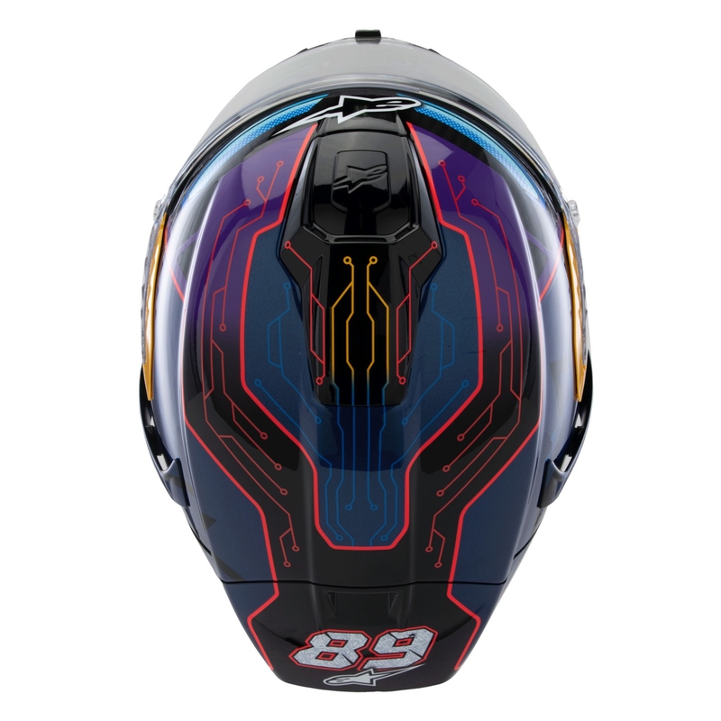 Integrálna prilba na motorku Alpinestars Supertech R-10 limitovaná edícia Martinator Jorge Martin modro-fialovo-červeno-žltá