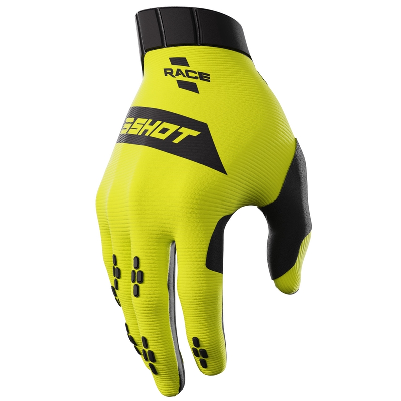 Detské motokrosové rukavice Shot Race fluorescenčno žlté