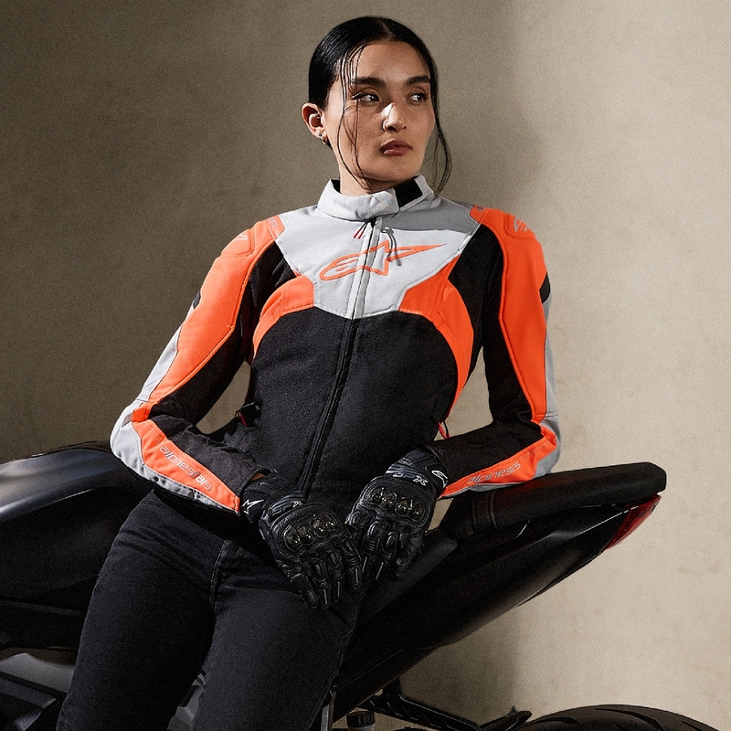 Dámska bunda na motorku Alpinestars Stella T-Jaws 4 Waterproof čierno-šedo-fluo červená