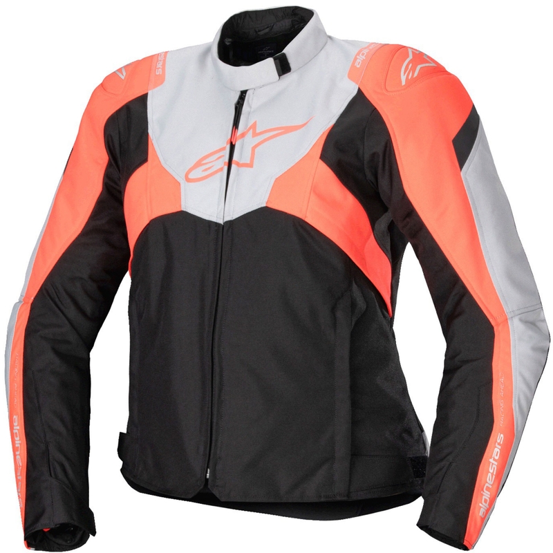 Dámska bunda na motorku Alpinestars Stella T-Jaws 4 Waterproof čierno-šedo-fluo červená