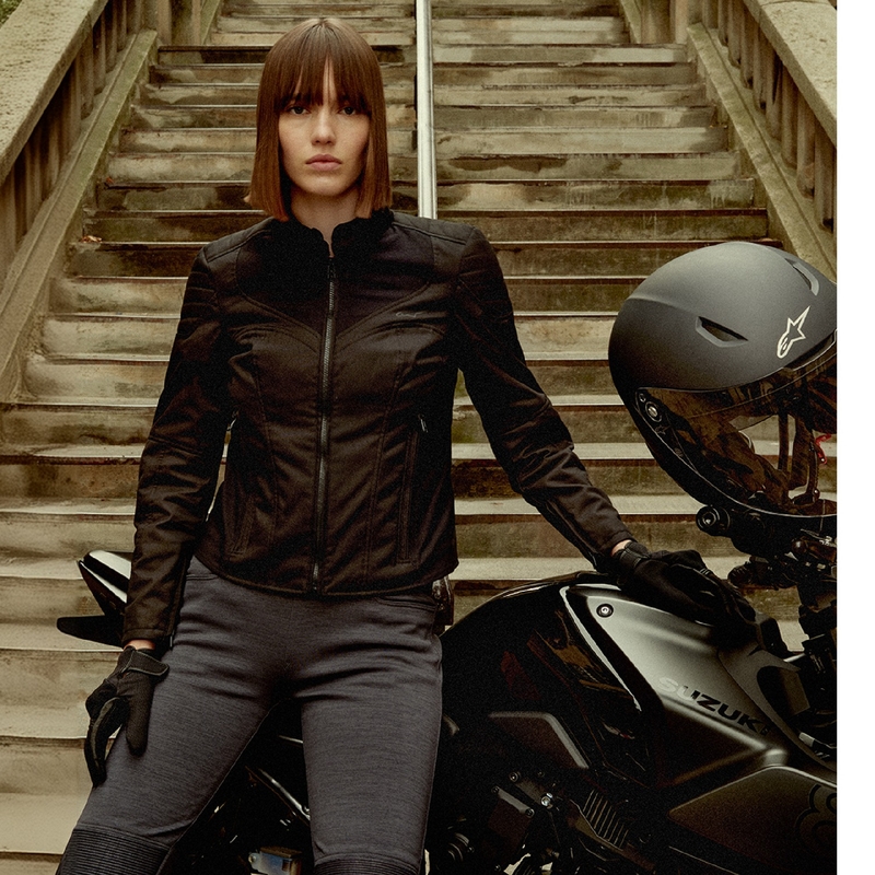 Dámska bunda na motorku Alpinestars Stella Isla Water Resistant čierno-čierna