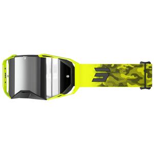 Motokrosové okuliare Shot Lite Patrol fluo žlté so strieborným iridiovým plexi