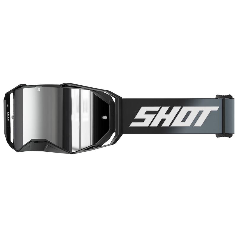 Motokrosové okuliare Shot Lite Solid čierne so strieborným irídiovým plexi