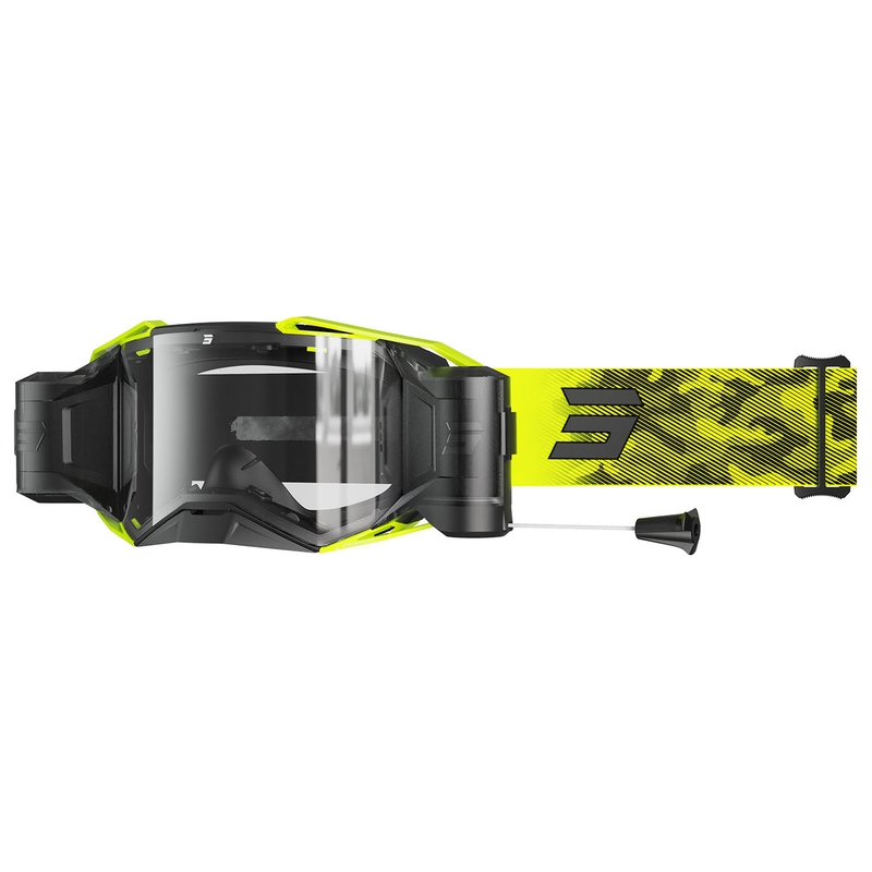 Motokrosové okuliare Shot Lite Roll-Off Patrol fluo žlté s čírym plexi