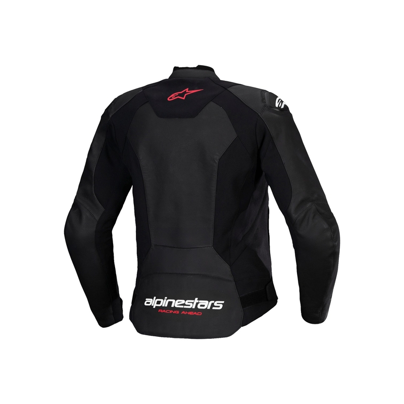 Dámska kožená bunda na motorku Alpinestars Stella Faster 3 čierno-bielo-fluo červená