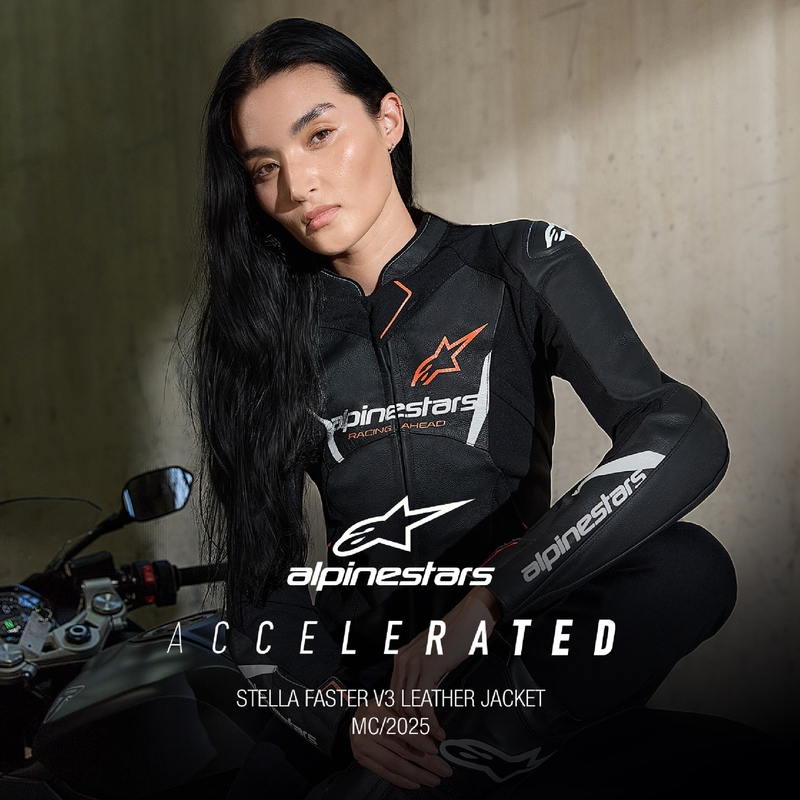 Dámska kožená bunda na motorku Alpinestars Stella Faster 3 čierno-bielo-fluo červená