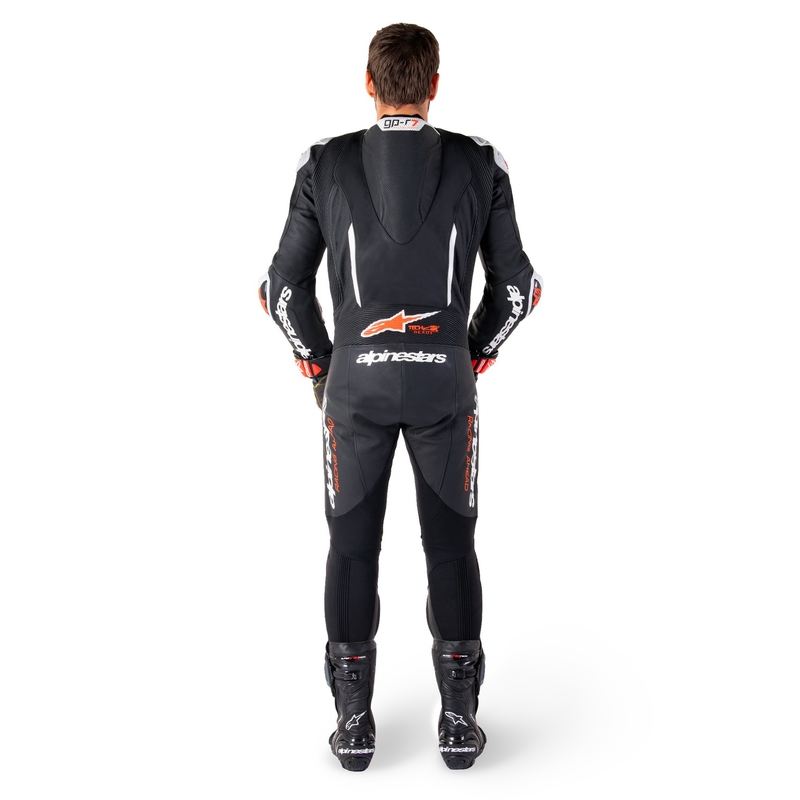Jednodielna kožená kombinéza na motorku Alpinestars GP-R7 Tech-Air ready/kompatibilná čierno-bielo-fluo červená