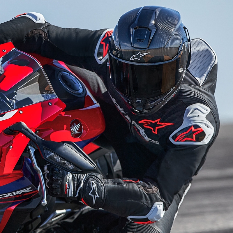 Jednodielna kožená kombinéza na motorku Alpinestars GP-R7 Tech-Air ready/kompatibilná čierno-bielo-fluo červená