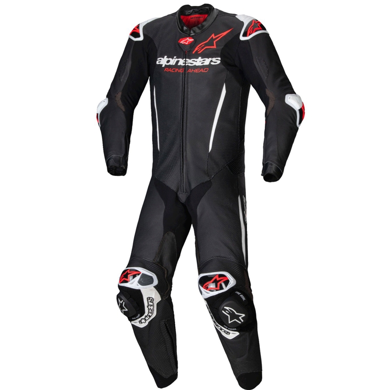 Jednodielna kožená kombinéza na motorku Alpinestars GP-R7 Tech-Air ready/kompatibilná čierno-bielo-fluo červená