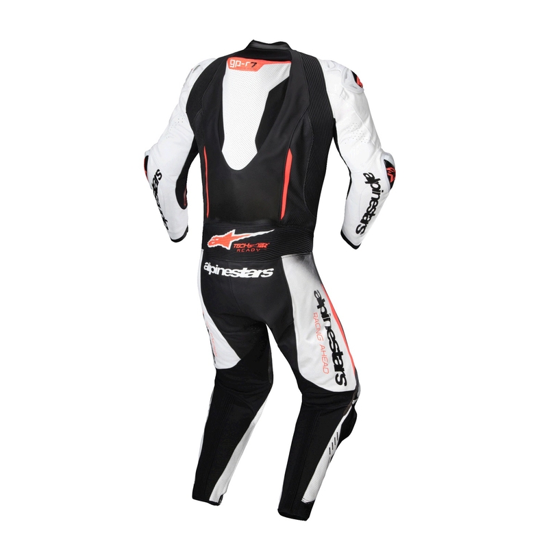 Jednodielna kožená kombinéza Alpinestars GP-R7 Tech-Air ready/kompatibilná bielo-čierno-fluo červená