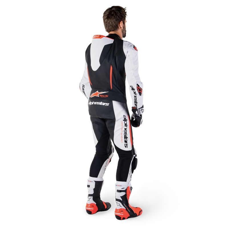 Jednodielna kožená kombinéza Alpinestars GP-R7 Tech-Air ready/kompatibilná bielo-čierno-fluo červená
