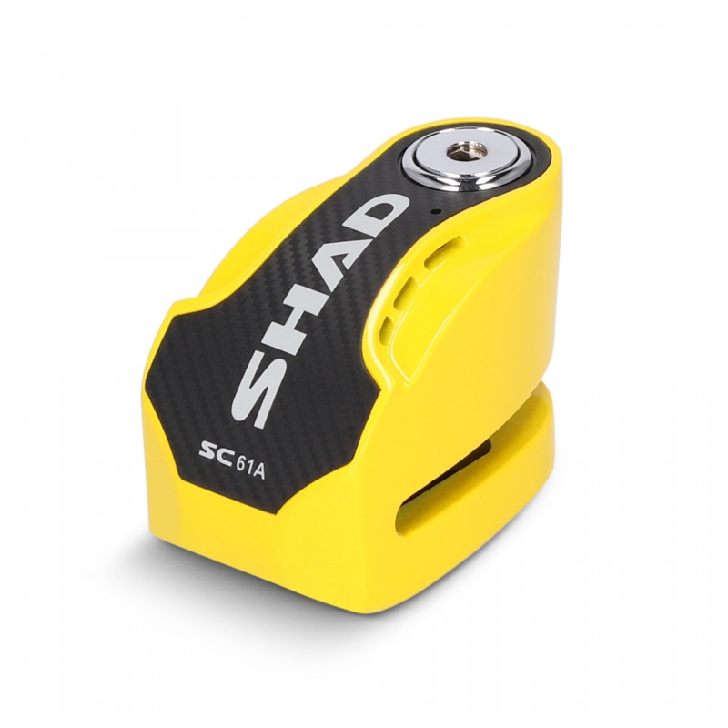 Zámok na kotúč s alarmom SHAD SC61A žltá pin 6mm