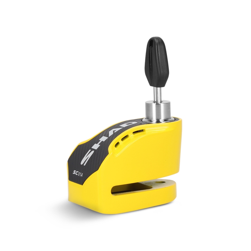 Zámok na kotúč s alarmom SHAD SC61A žltá pin 6mm
