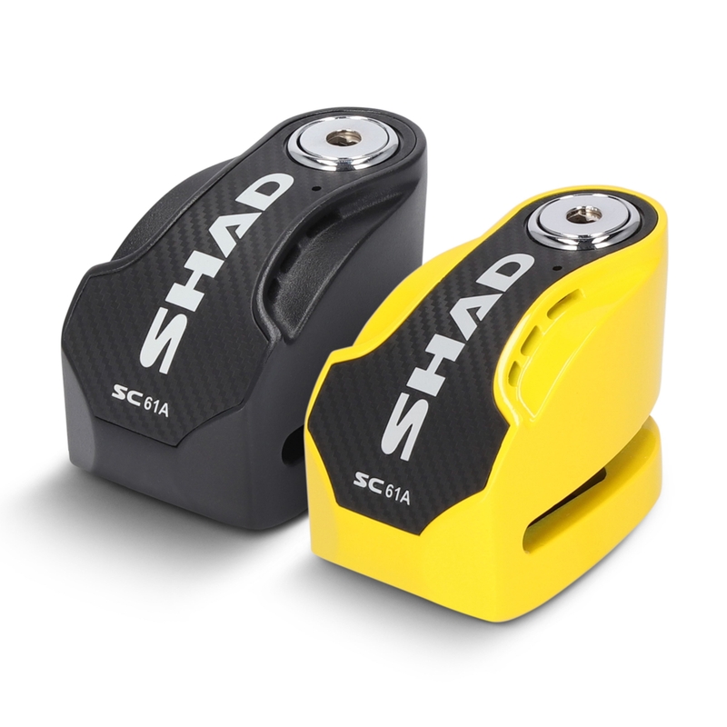 Zámok na kotúč s alarmom SHAD SC61A žltá pin 6mm