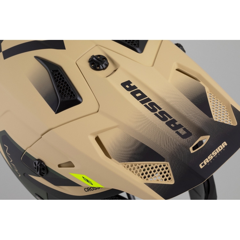 Motokrosová prilba na motorku Cassida Cross Cup 2 Napa matná pieskovo-zeleno-fluo žlto-čierna