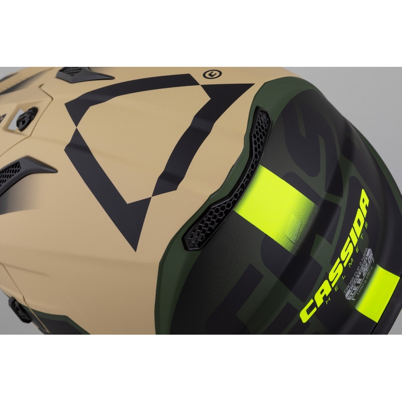 Motokrosová prilba na motorku Cassida Cross Cup 2 Napa matná pieskovo-zeleno-fluo žlto-čierna