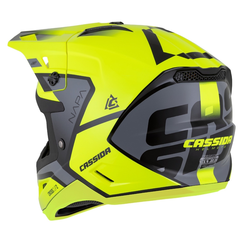 Motokrosová prilba na motorku Cassida Cross Cup 2 Napa fluo žlto-čierno-perleťovo šedá