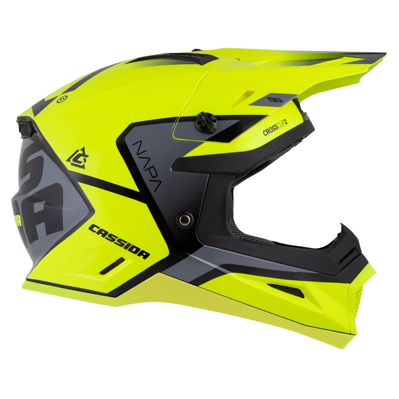 Motokrosová prilba na motorku Cassida Cross Cup 2 Napa fluo žlto-čierno-perleťovo šedá