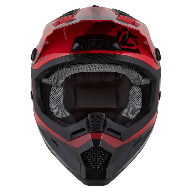 Detská motokrosová prilba na motorku Cassida Cross Cup 2 Napa perleťovo červeno-purpurovo-čierna