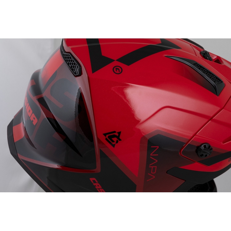 Detská motokrosová prilba na motorku Cassida Cross Cup 2 Napa perleťovo červeno-purpurovo-čierna