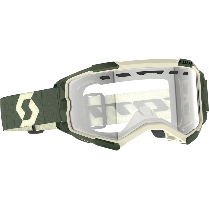 Motokrosové okuliare SCOTT Fury Enduro khaki s čírym plexi