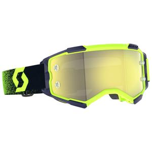 Motokrosové okuliare SCOTT Fury CH zeleno-fluo žlté so zrkadlovým plexi