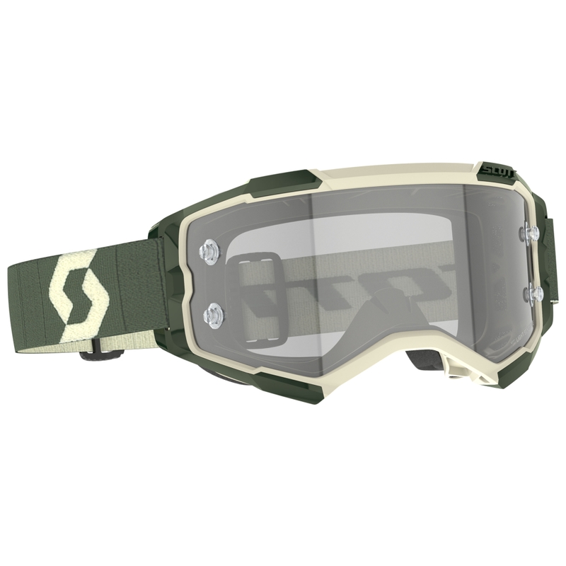 Motokrosové okuliare SCOTT Fury LS khaki so šedým plexi