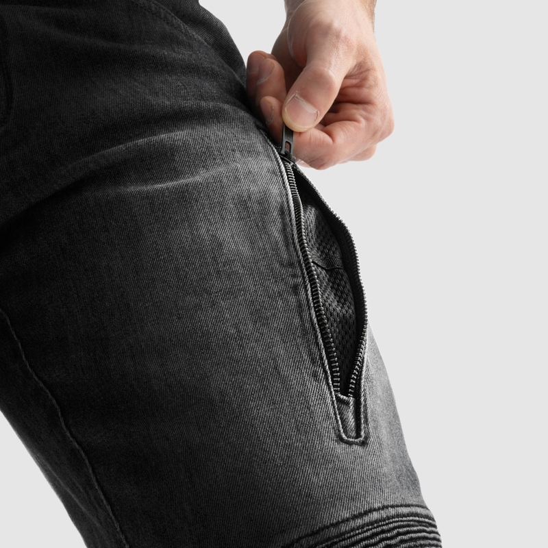 Džínsy na motorku Rebelhorn Vandal Mono vyprané čierne