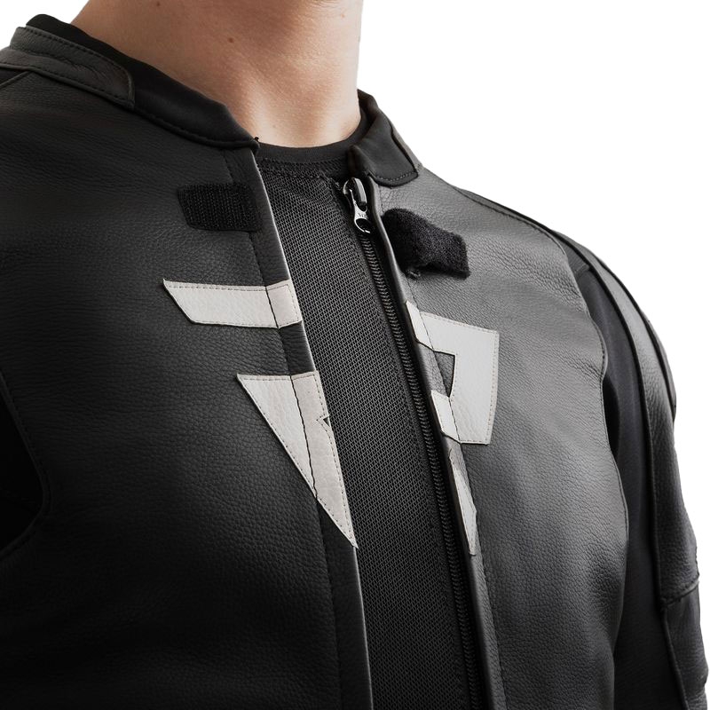 Kožená bunda na motorku Rebelhorn Veloce čierno-šedo-fluo žltá