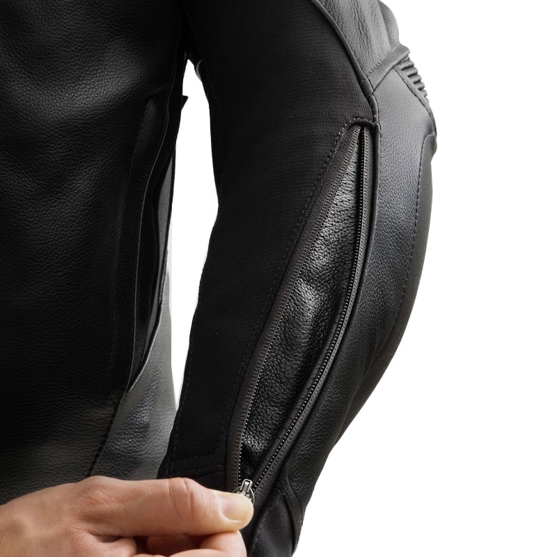 Kožená bunda na motorku Rebelhorn Veloce čierno-šedo-fluo žltá