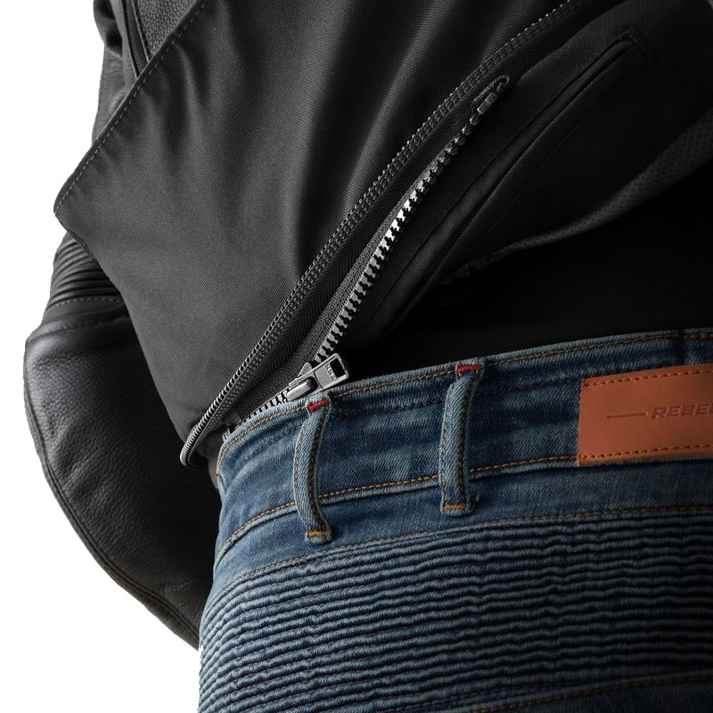 Kožená bunda na motorku Rebelhorn Veloce čierno-šedo-fluo žltá