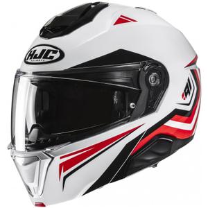 Výklopná prilba na motorku HJC i91 Tricus MC1 bielo-čierno-červená