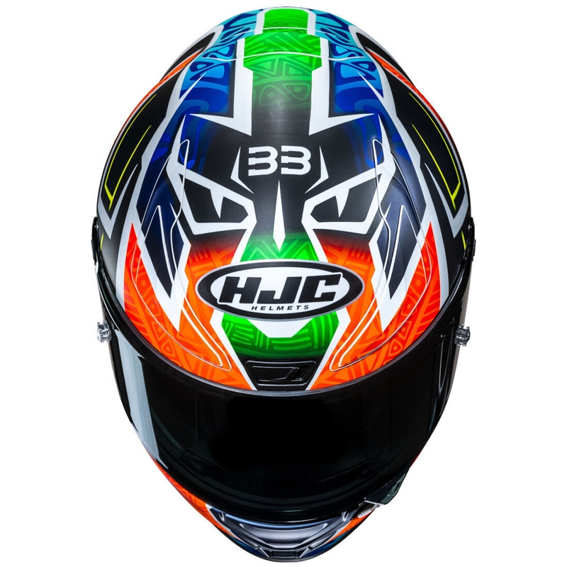 Integrálna helma na motorku HJC RPHA 1 Binder Replica MC27SF čierno-oranžovo-modrá