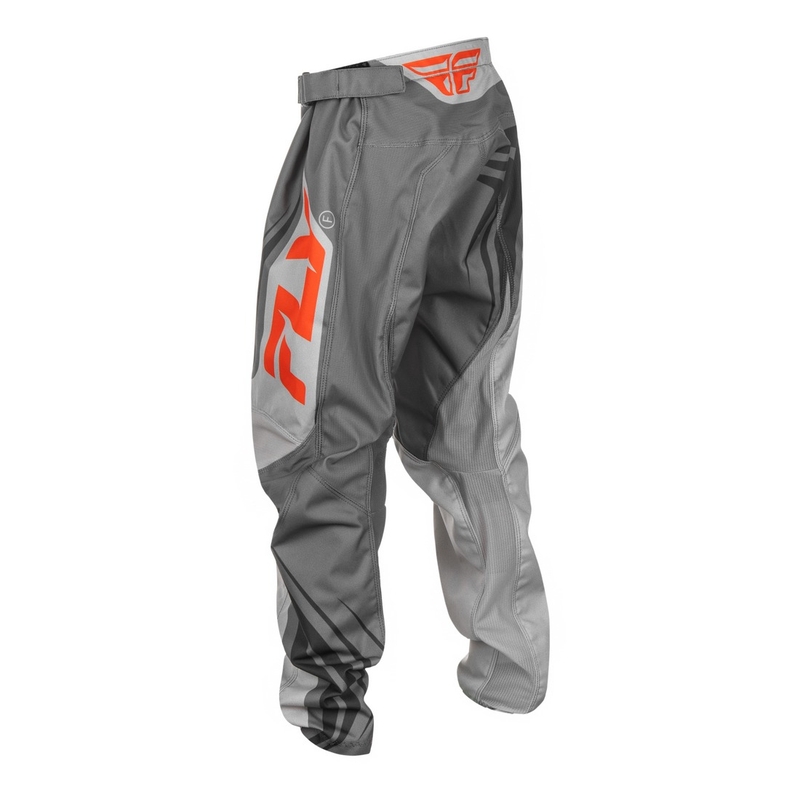Detské motokrosové nohavice FLY Racing F-16 šedo-oranžové